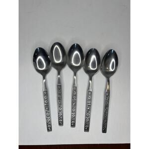 Oneida Northland SPRING FEVER Stainless Silverware Flatware 5 Teaspoons Korea